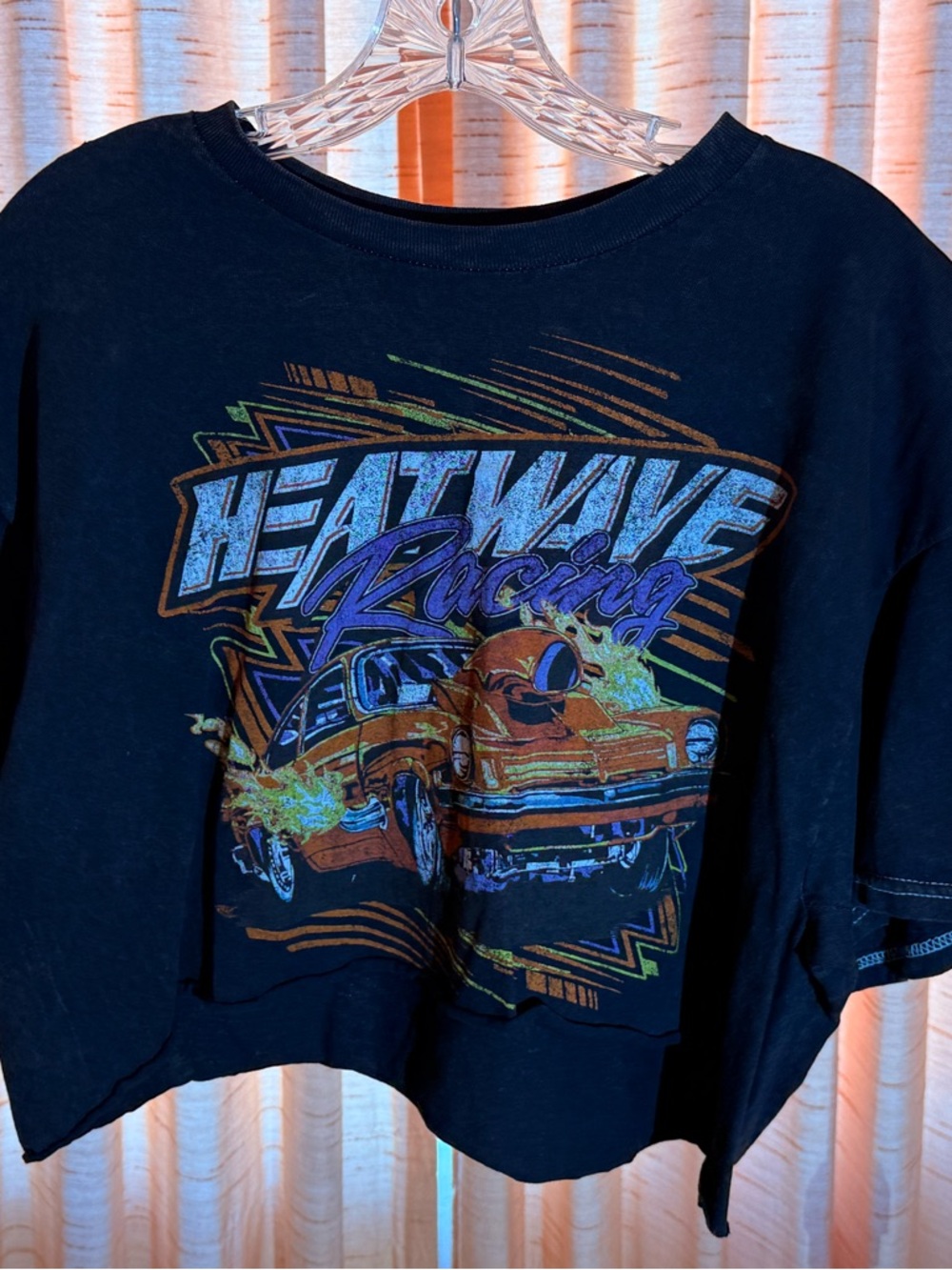 Tilly's Black Crop Tee with Heatwave Racing Graphic